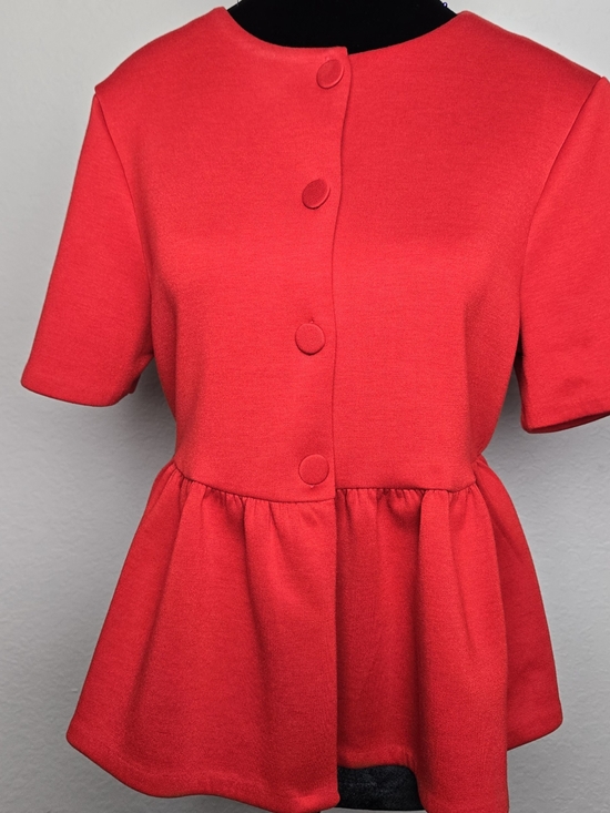 Tops - Red Peplum Button-Front Women's Top